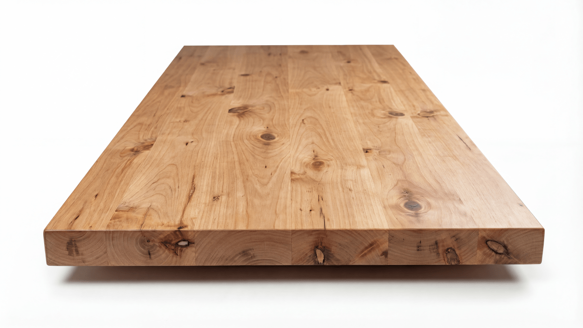 Solid knotty alder hardwood surface, milled in New York