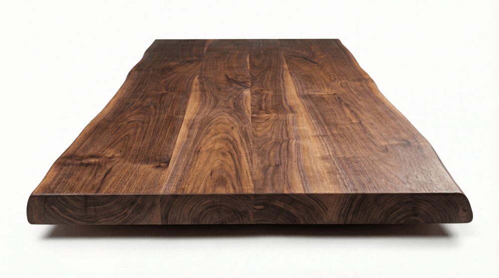 Walnut live edge countertop in use