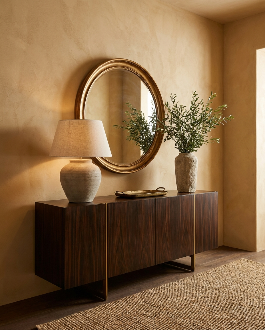 Solid macassar ebony tabletop, face grain — a welcoming entryway console
